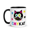 CMYKat  Cat Coffee Mug with Color Accents Hot on Sale