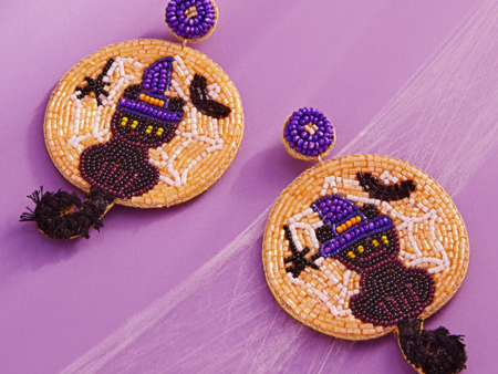 Halloween Black Cat Beaded Earrings Fashion