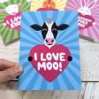 I Love Moo!  Cow Valentine s Day Card, Recycled Anniversary Card Fashion