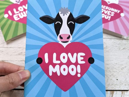 I Love Moo!  Cow Valentine s Day Card, Recycled Anniversary Card Fashion