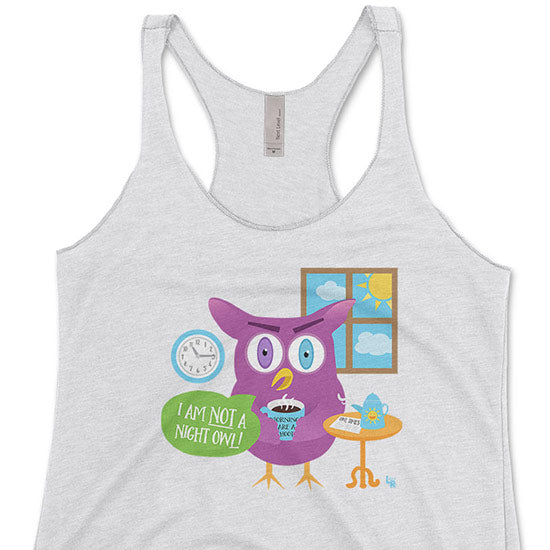 SALE  Mornings Are a Hoot - I Am Not a Night Owl!  Triblend Racerback Tank Online