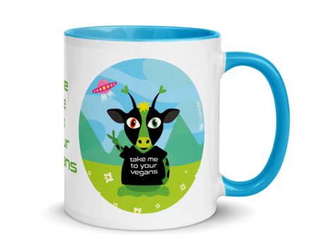 Take Me To Your Vegans  Alien Coffee Mug with Color Accents Online now