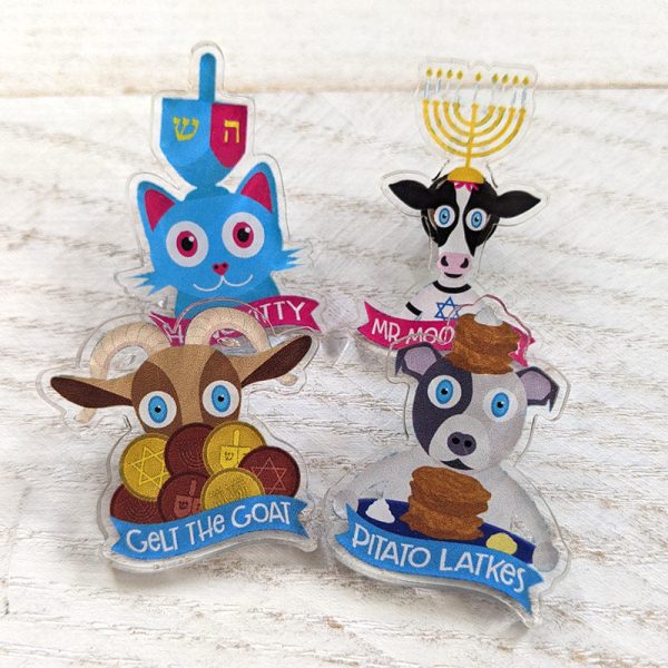 Hanukitty  Recycled Acrylic Hanukkah Cat Pin Hot on Sale