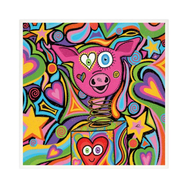 Jackie Pig in the Box  Art Print Online Sale