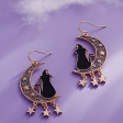 Halloween Cat And Crescent Earrings Online now