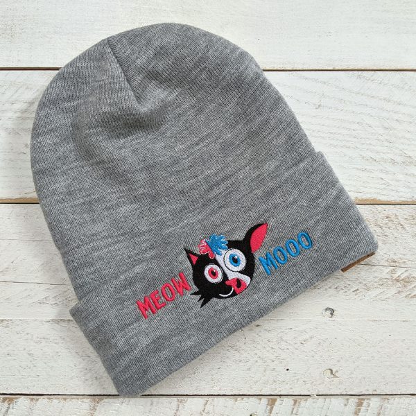 Meow Mooo  Cuffed Beanie Vegan Cat and Cow Hat Discount