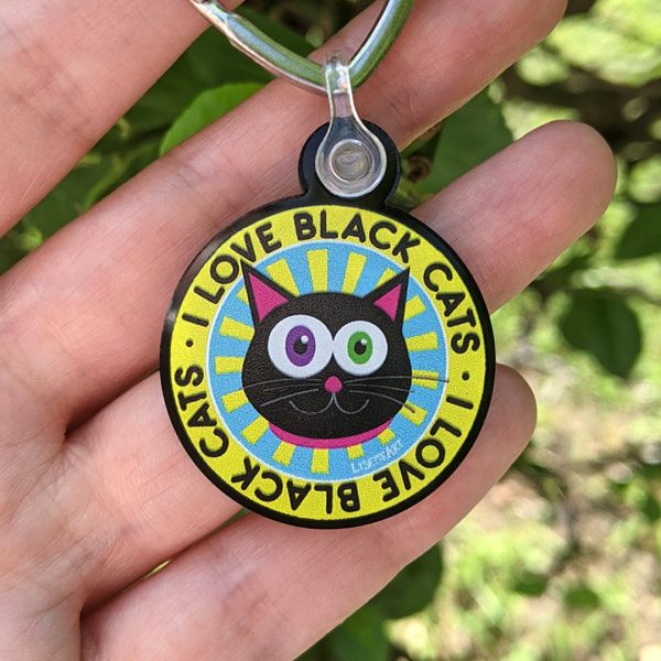 I Love Black Cats  Printed Recycled Acrylic Keychain Online Sale