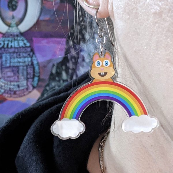 Rainbow Friends - Squirrel  Printed Recycled Acrylic Charm Earrings Online Hot Sale