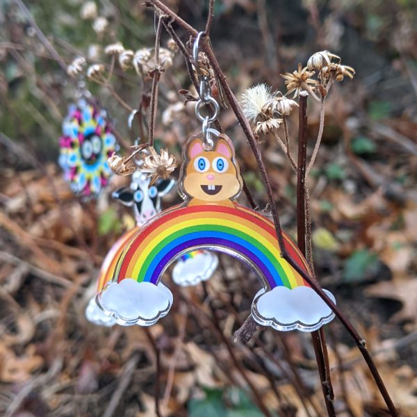 Rainbow Friends - Squirrel  Printed Recycled Acrylic Charm Earrings Online Hot Sale