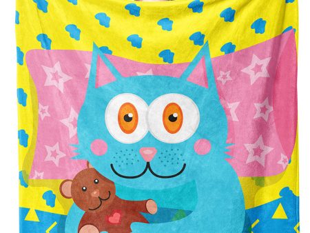 I Love My Teddy  Whimsical Cat Throw Blanket Online