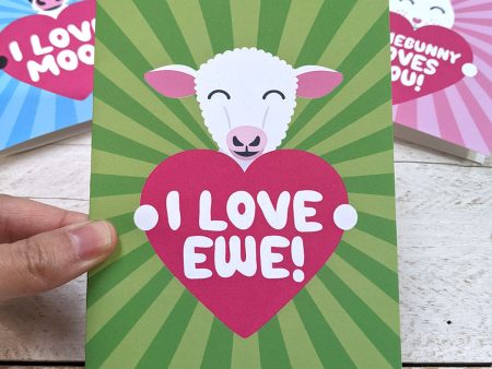 I Love Ewe!  Sheep Valentine s Day Card, Recycled Anniversary Card Hot on Sale