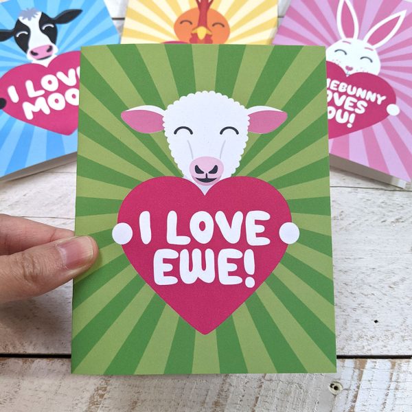 I Love Ewe!  Sheep Valentine s Day Card, Recycled Anniversary Card Hot on Sale