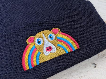 Dog with Rainbow - Cuffed Beanie Hat For Cheap