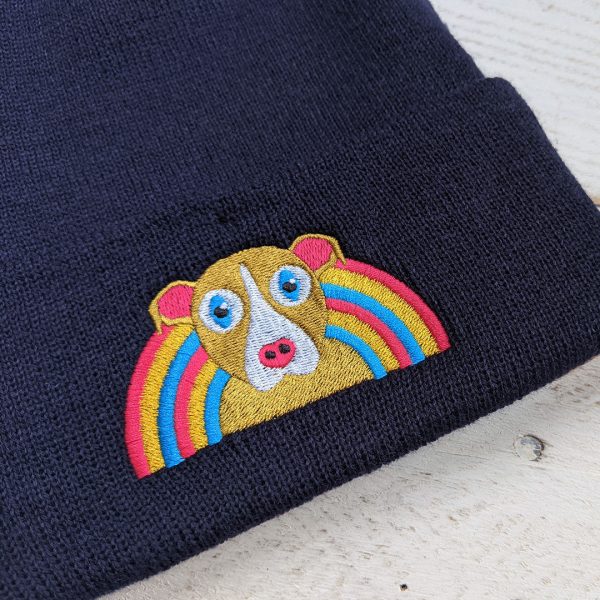 Dog with Rainbow - Cuffed Beanie Hat For Cheap