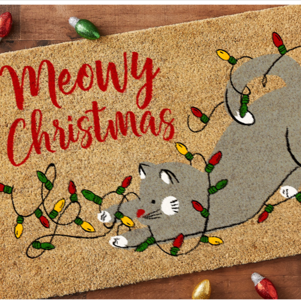 Meowy Christmas Doormat For Sale