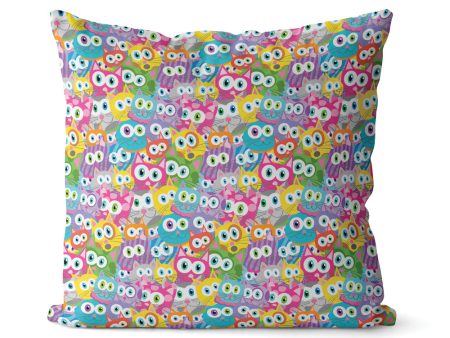 Purrrballs  Whimsical Colorful Cat Premium Throw Pillow Cover Hot on Sale