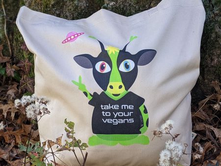 Take Me To Your Vegans  Organic Cotton Tote Bag Online Sale