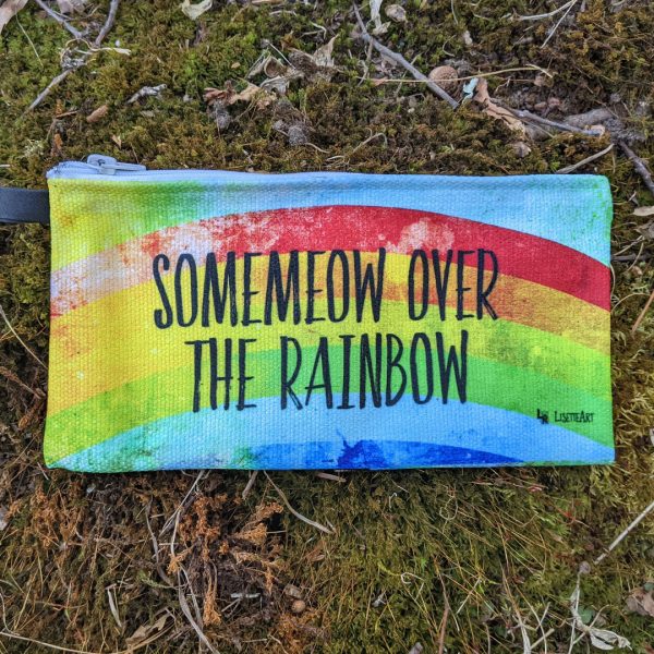 Somemeow over the Rainbow  Small Zipper Pouch - Black Cat Pencil Case - Makeup Bag Hot on Sale