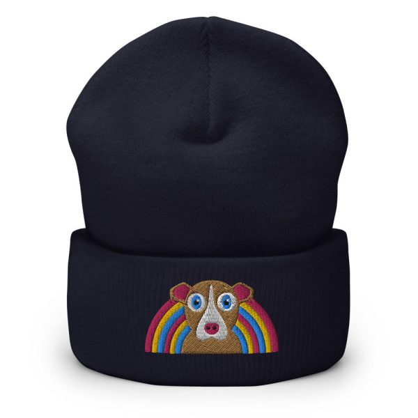 Dog with Rainbow - Cuffed Beanie Hat For Cheap