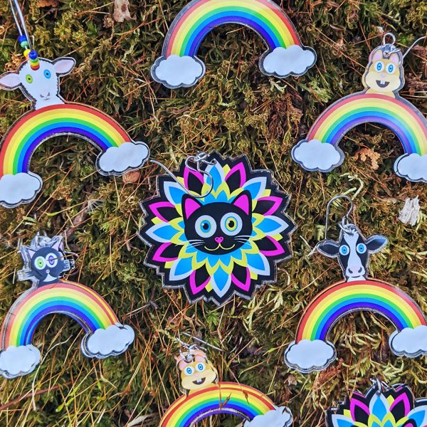 Rainbow Friends - Sheep  Printed Recycled Acrylic Charm Earrings on Sale