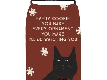 I ll Be Watching You Christmas Cat Dish Towel Cheap