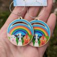 Rainbow Friends  Trio - Printed Wood Charm Vegan Animals Hoop Earrings Online now