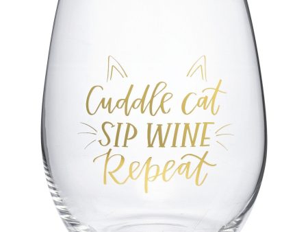 Cuddle Cat Sip Wine Repeat Wine Glass Discount