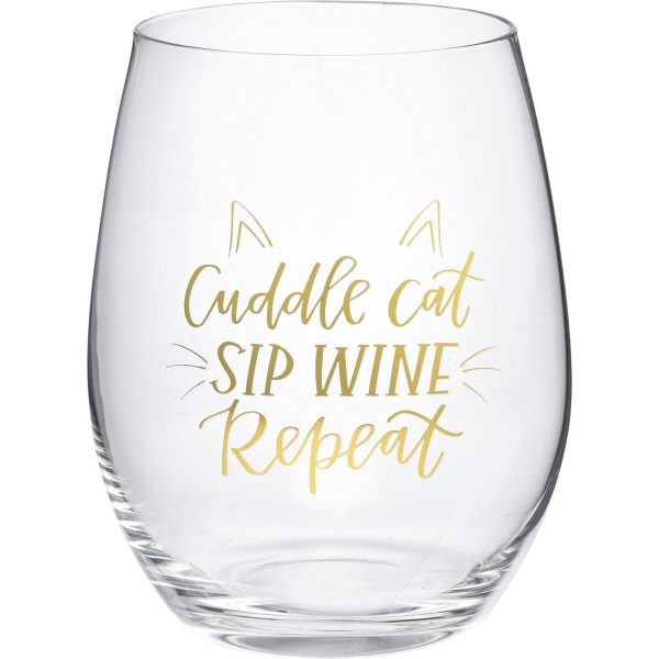 Cuddle Cat Sip Wine Repeat Wine Glass Discount