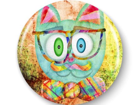 Intellecat  Hipster Cat 1.25” Round Pinback Button Online now