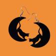 Cat On A Crescent Moon Earrings For Sale