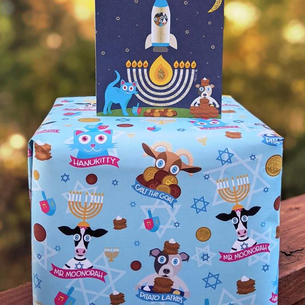 Hanukkah Friends  Cute Hanukkah Animals, Recyclable Wrapping Paper Sheets Online Sale