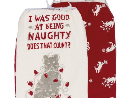 Naughty Cat Kitchen Towels (Set of 2) For Discount