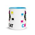 CMYKat  Cat Coffee Mug with Color Accents Hot on Sale