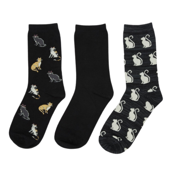 Black Cats Bamboo Socks (Set of 3) Hot on Sale