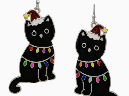 Christmas Cat Earrings For Discount