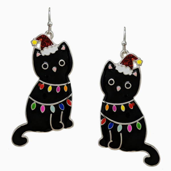 Christmas Cat Earrings For Discount