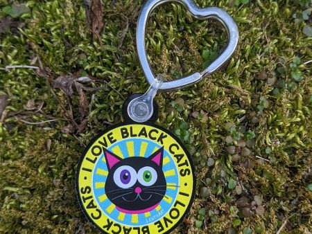 I Love Black Cats  Printed Recycled Acrylic Keychain Online Sale