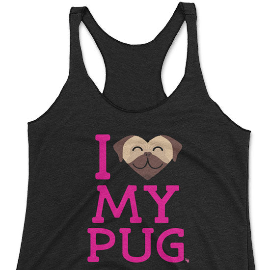 SALE  I Love My Pug  Triblend Racerback Tank Online now