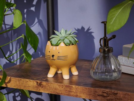 Yellow Tabby Cat Planter Online