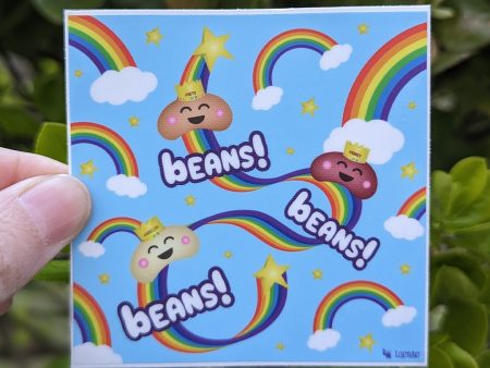 Beans, Beans, Beans!  Vegan Square Vinyl Sticker Sale