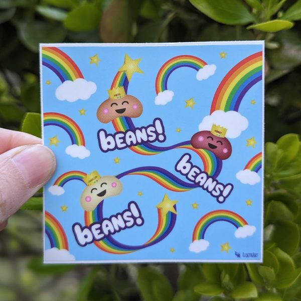 Beans, Beans, Beans!  Vegan Square Vinyl Sticker Sale