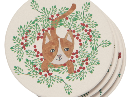 Meowy Christmas Coasters (Set of 4) Cheap