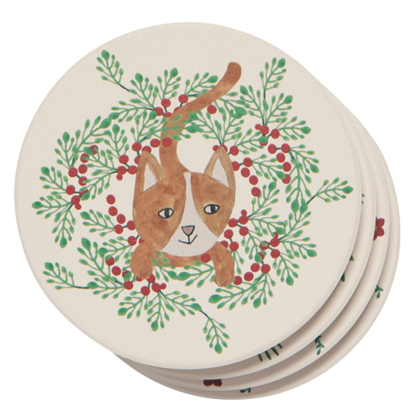 Meowy Christmas Coasters (Set of 4) Cheap