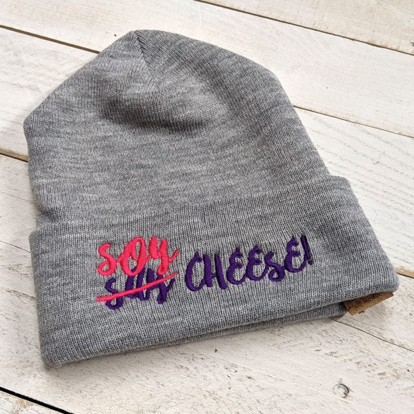 Soy Cheese  Vegan Cuffed Beanie Hat Hot on Sale