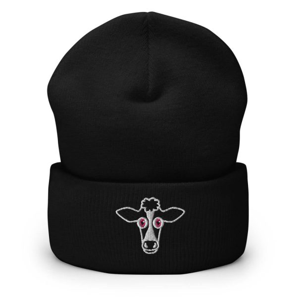 Live with Cowpassion  Cuffed Beanie Vegan Cow Hat Online now