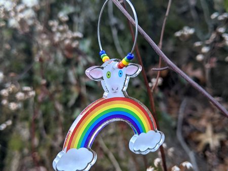 Rainbow Friends - Sheep  Printed Recycled Acrylic Charm Earrings on Sale