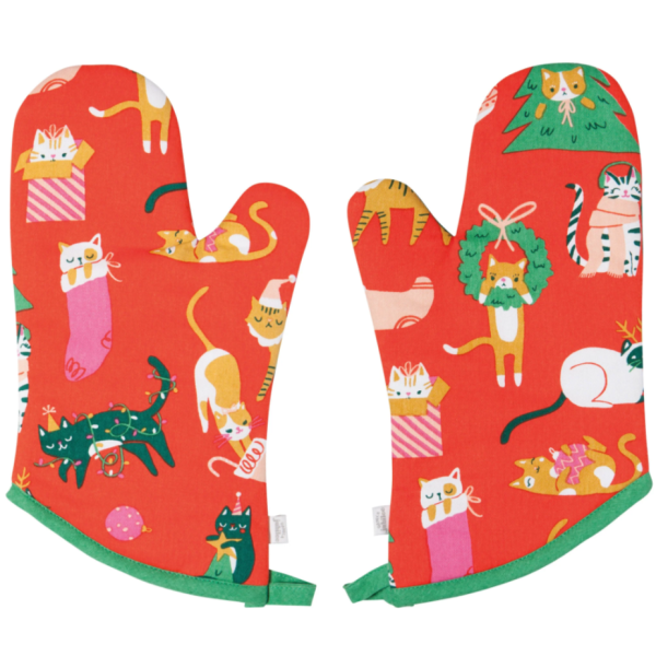 Let It Meow Cat Christmas Oven Mitts Set For Cheap