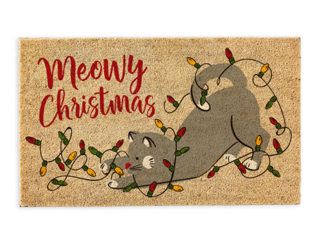 Meowy Christmas Doormat For Sale