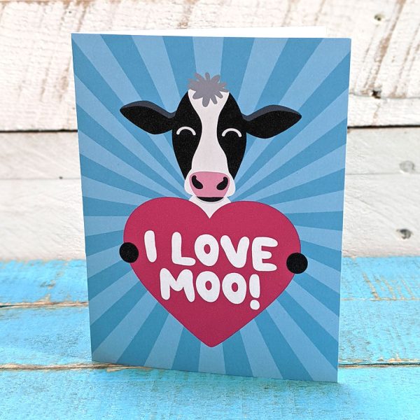 I Love Moo!  Cow Valentine s Day Card, Recycled Anniversary Card Fashion