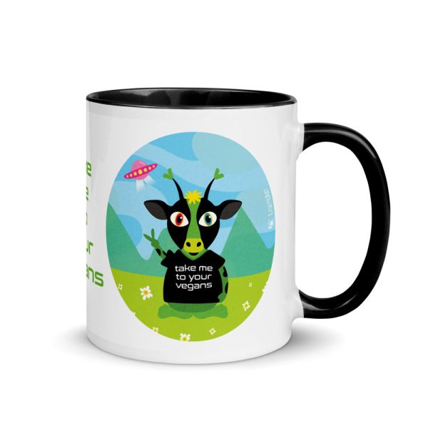 Take Me To Your Vegans  Alien Coffee Mug with Color Accents Online now